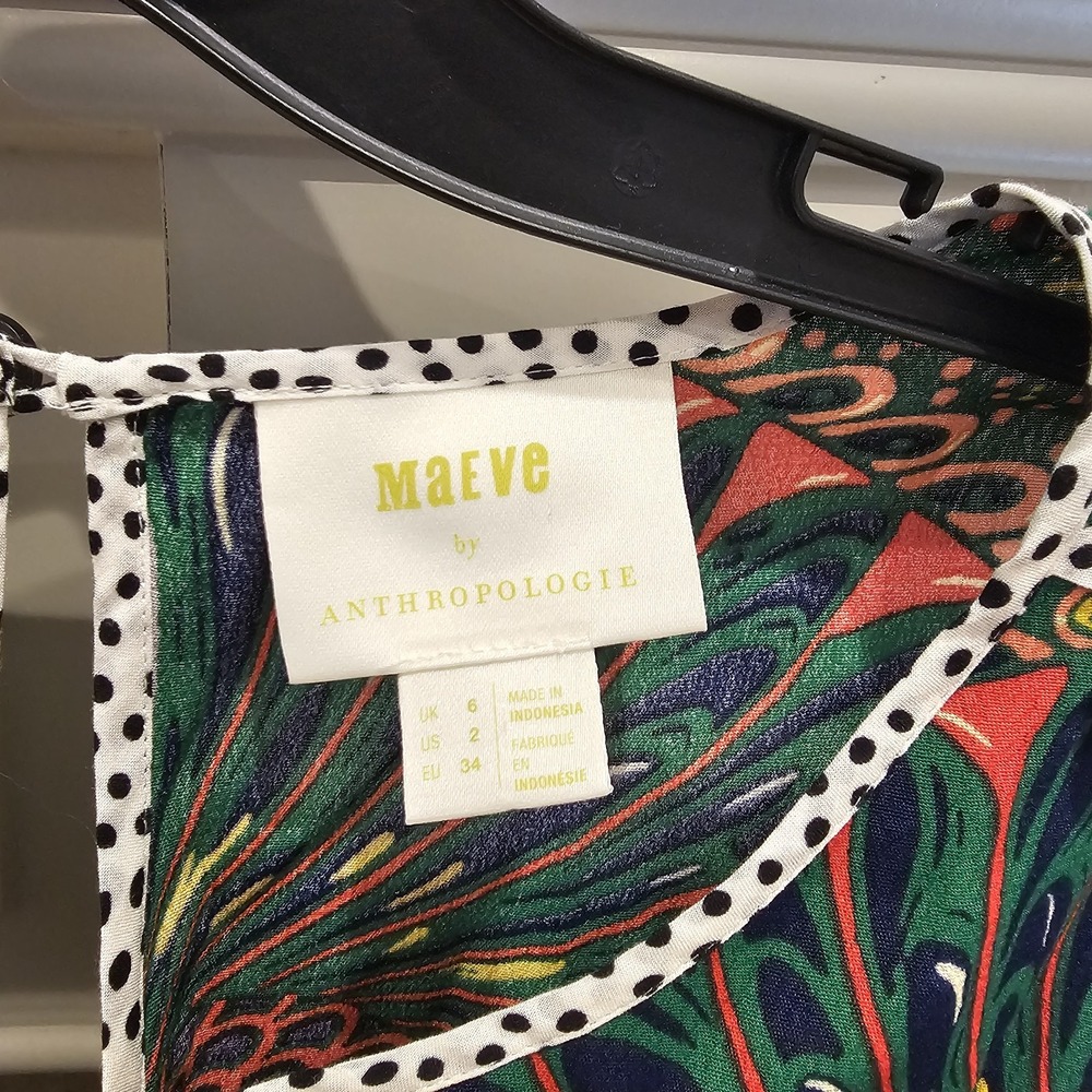 Anthropologie Maeve Green Janis Verdant Floral Paisley Tie Faux Wrap Dress Sz 2 - Picture 2 of 7